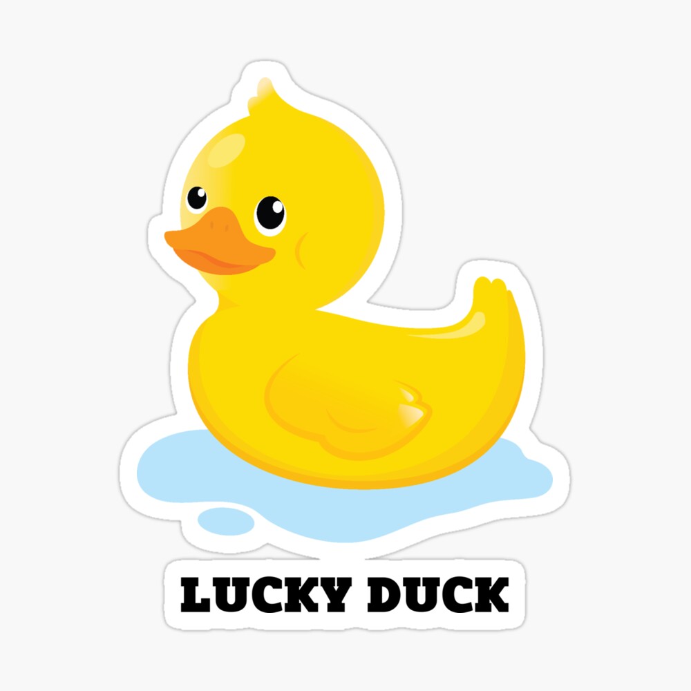 Yellow Rubber Duck in a puddle of blue water